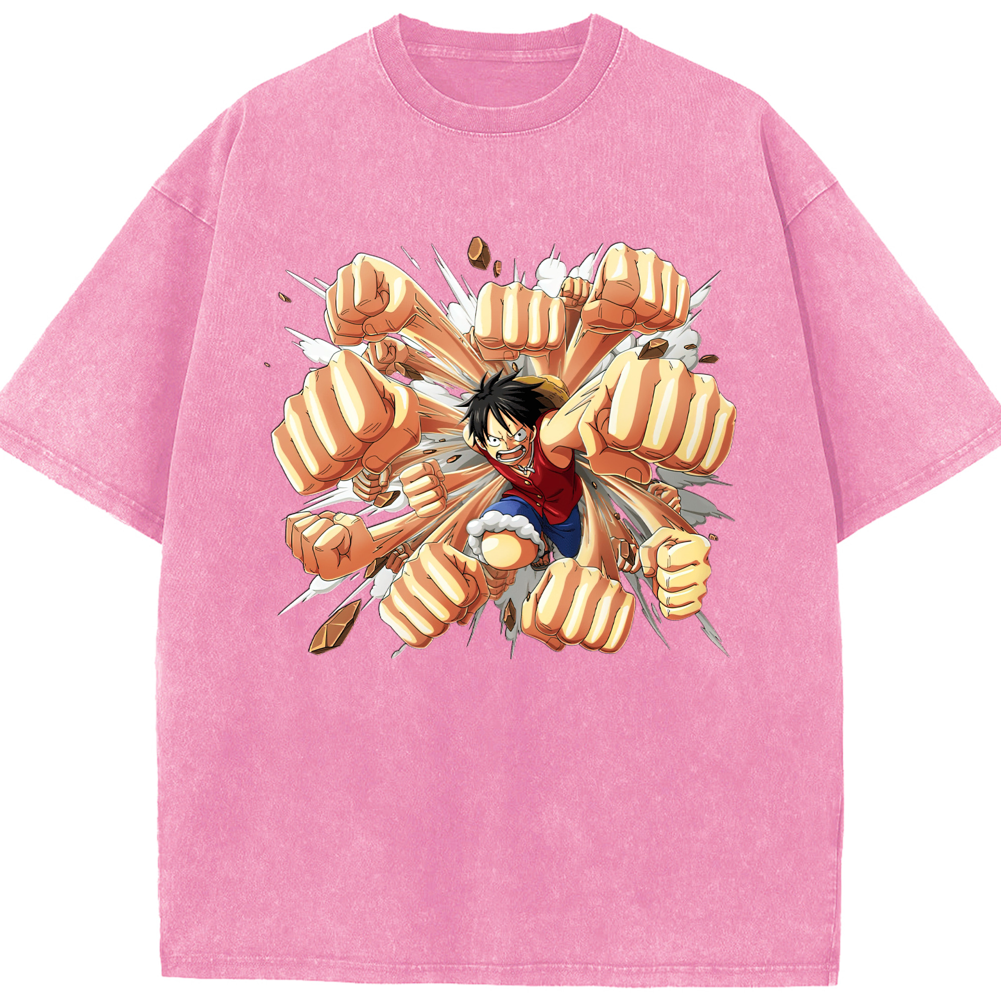 （画像用） ワンピース モンキー・D・ルフィ ONE PIECE Monkey D. Luffy 綿100% ヴィンテージ風 半袖Tシャツ（フロントプリント）